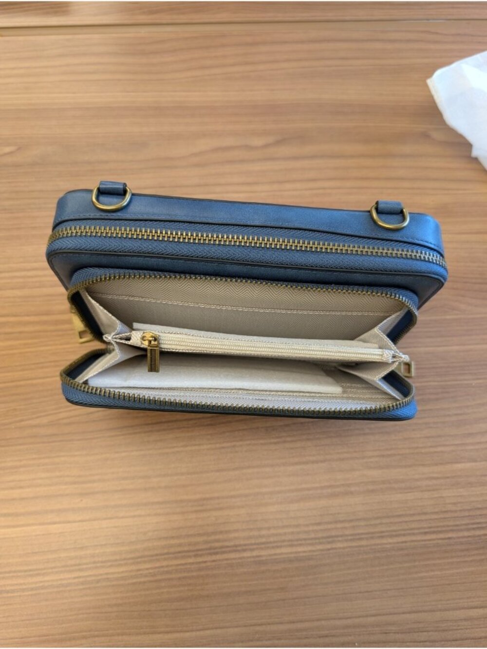 S-Zone Purse Wallet Double Zip Crossbody Blue NWOT with Bag - Picture 7 of 9
